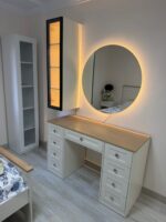 Luna Siyah Profil Cam Kapaklı LED Makyaj Masası - Görsel 3