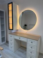 Luna Siyah Profil Cam Kapaklı LED Makyaj Masası - Görsel 5