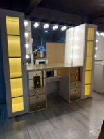 Lumina Gold – Bronz Aynalı LED Işıklı Makyaj Masası - Görsel 8