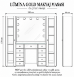 Lumina Gold – Bronz Aynalı LED Işıklı Makyaj Masası - Görsel 13
