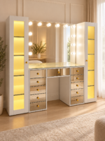 Lumina Gold – Bronz Aynalı LED Işıklı Makyaj Masası